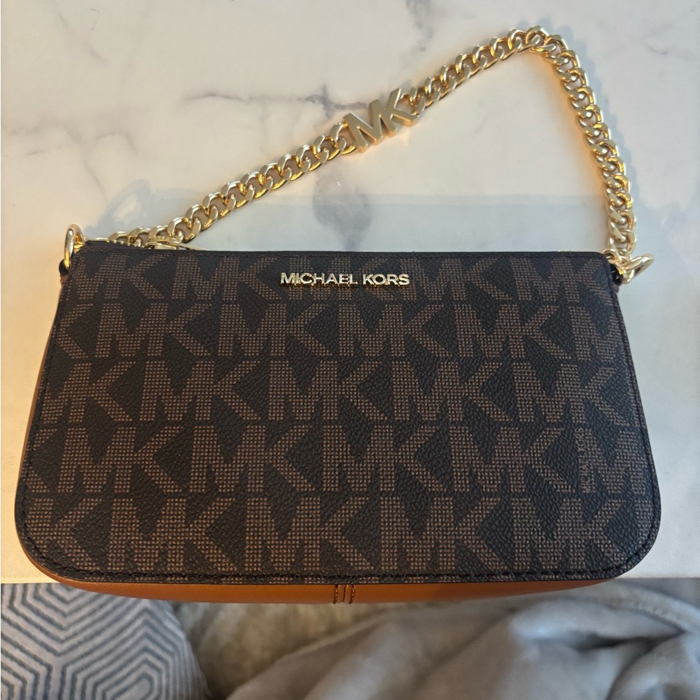 Michael Kors Black and Gold Logo Shoulder Bag